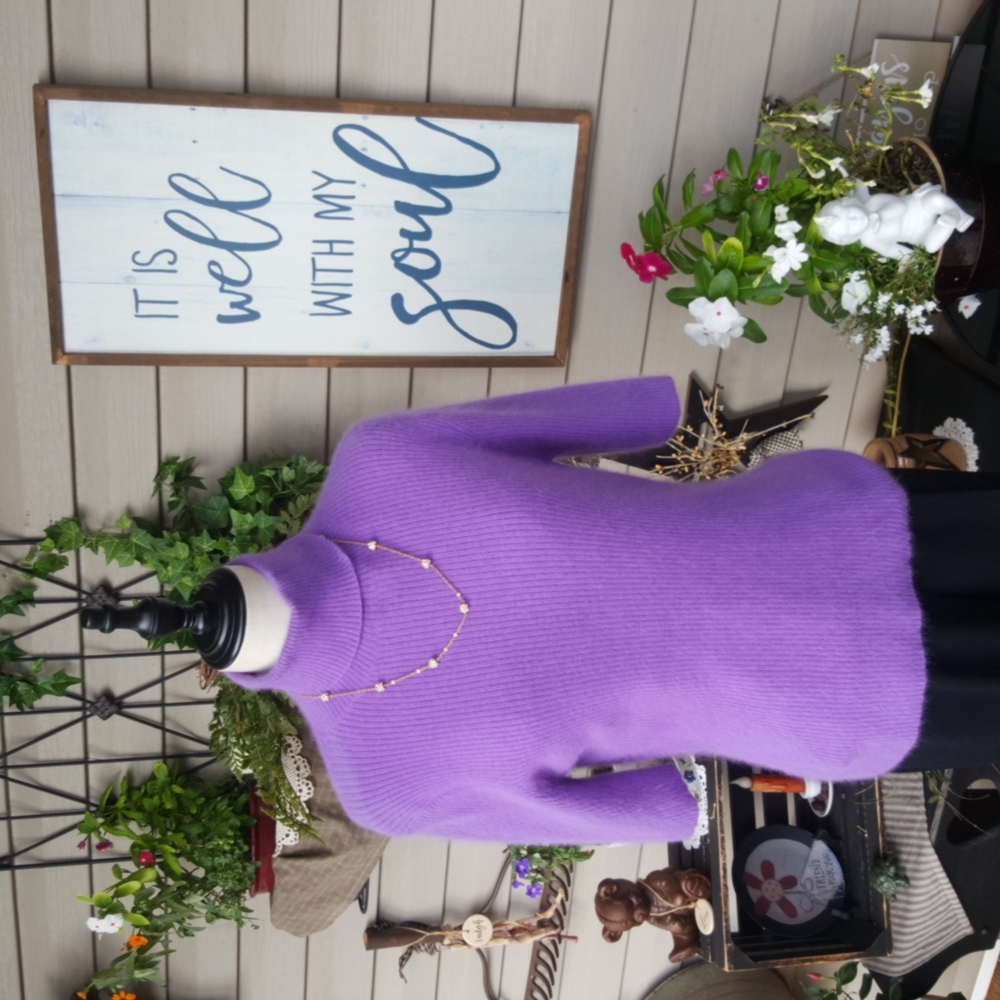 WORTHINGTON ♡ Vintage Gorgeous SOFT Periwinkle Angora Knit Turtleneck Sweater M